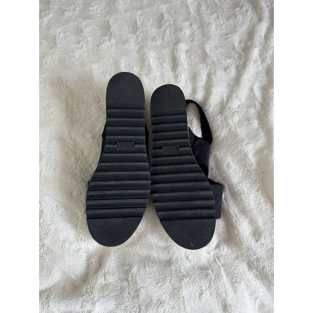 TOMS Platform Sandals Black Strappy Espadrille Wedge Size 9 - Picture 3 of 6